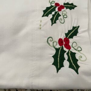 Festive White pillowcases with Holly Embroidery